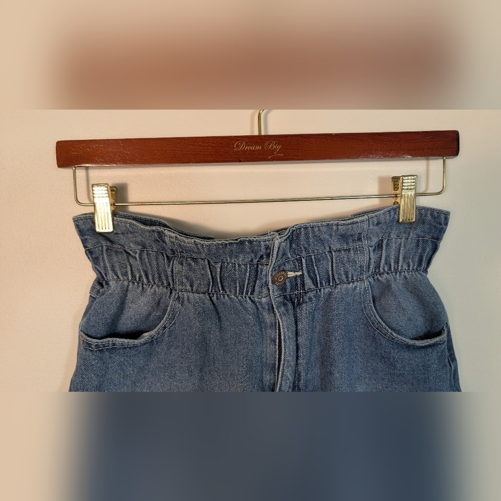 Sincerly Jules High Waisted Cuff Denim Blue Shorts - Picture 2 of 5
